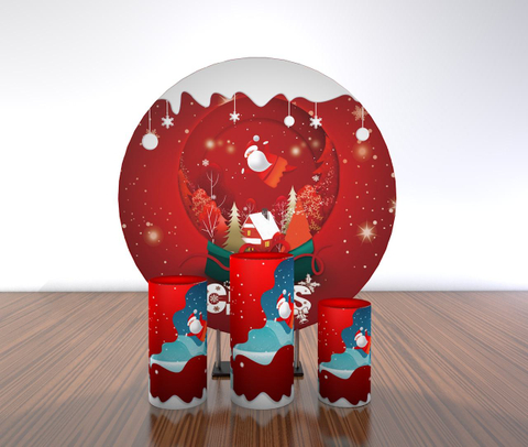 New design wedding decoration backdrop stand cake table flower pedestal round cylinders cartoon event background round wall