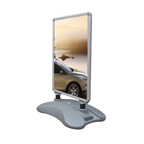 Double sided outdoor illuminated aluminum alloy sidewalk sign with wheels