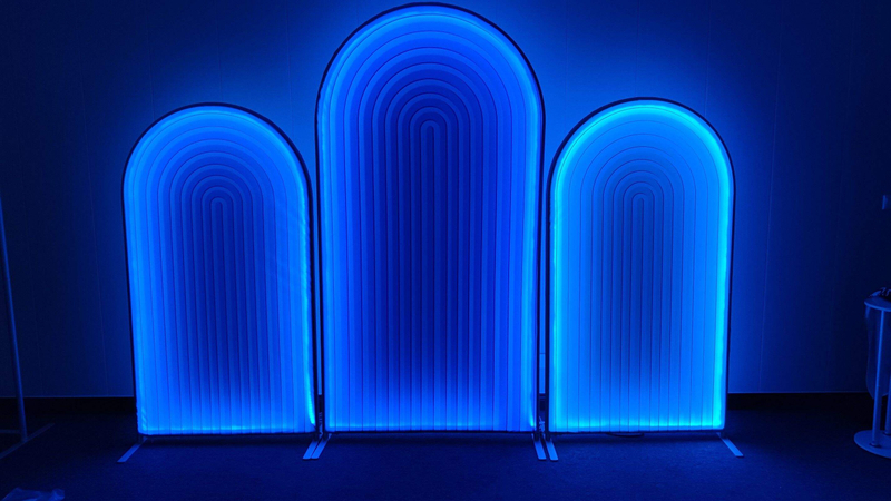 Luxury LED Arched Wall Set Bridal Shower Birthday Party Frame Wedding Decoration Photo Boot Arch Stand Fabric Backdrop
