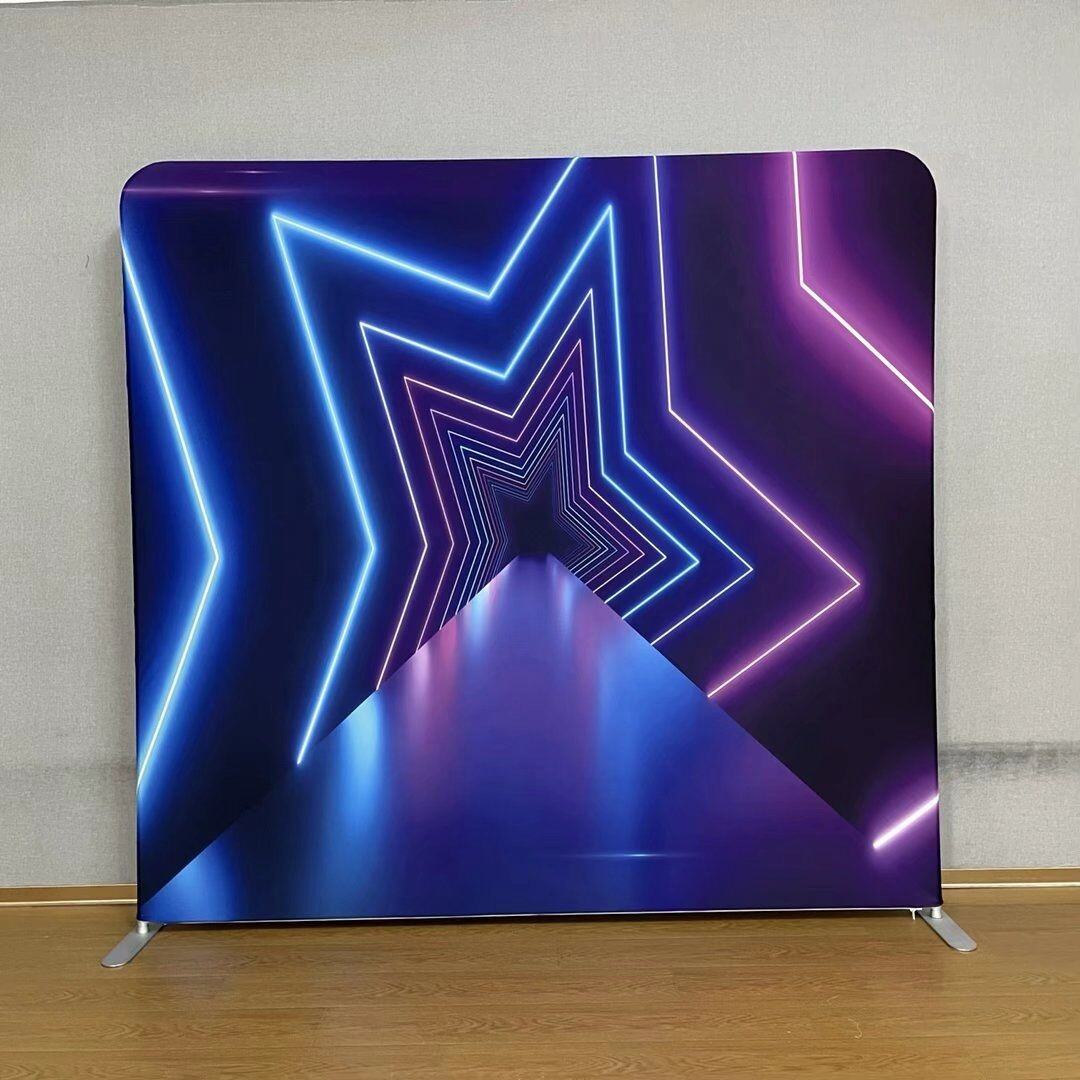 8x8ft Double sided pillow case printed backdrop for party event decoration photobooth backdrop stand