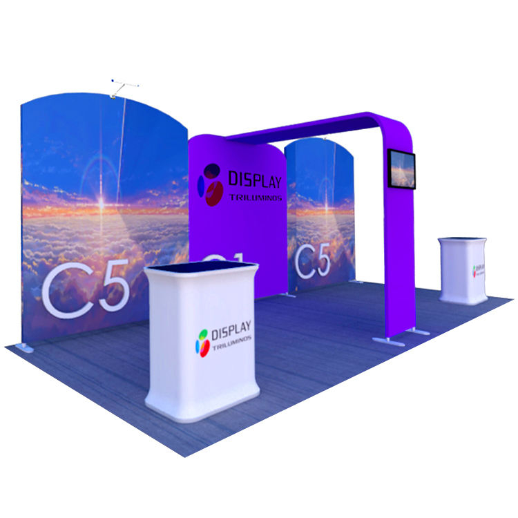 Portable tension fabric aluminum frame photography 10 x 20 exhibition trade show backdrop booth