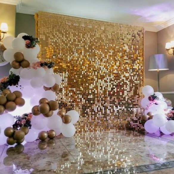 Hot sale shimmer shiny gold silver wedding event party sequin wall
