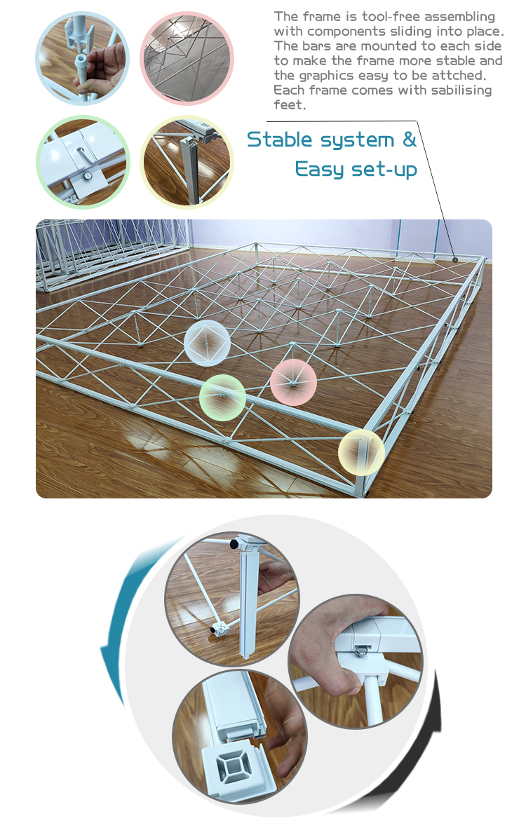 8ft 10ft Aluminum frame stand SEG fabric pop up display with custom printing