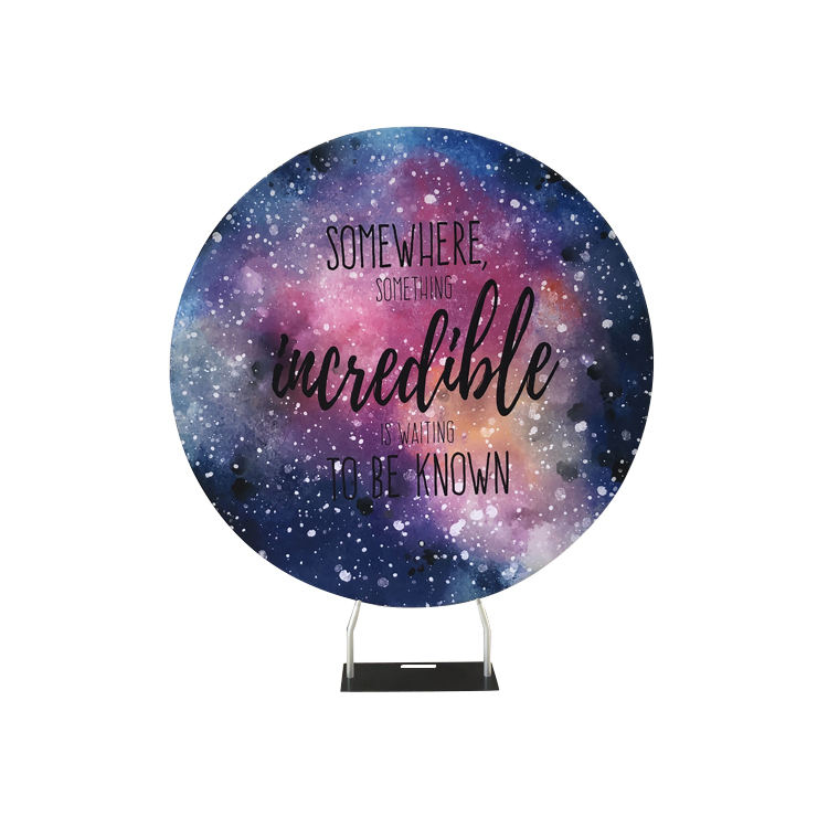 New design stretch fabric aluminium circular frame stand round display backdrop wall