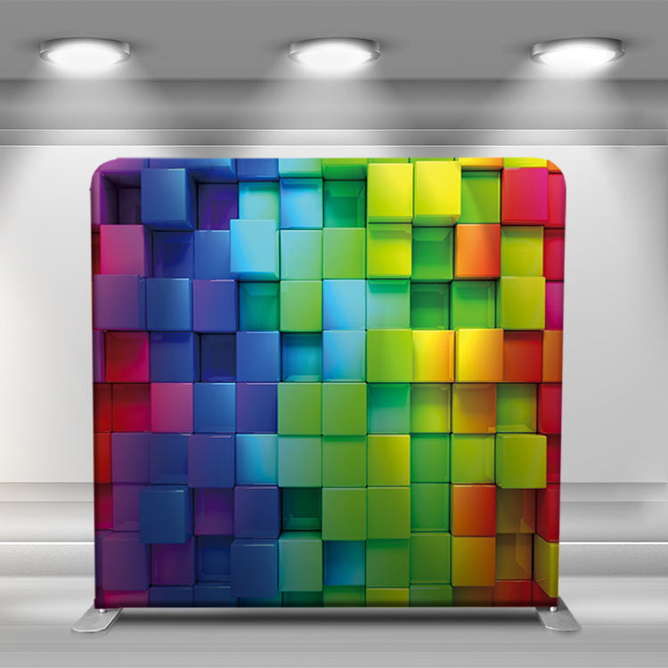 8ft rectangle shape aluminum tube stand double side full color printing tension fabric pillow case cover photo booth backdrop