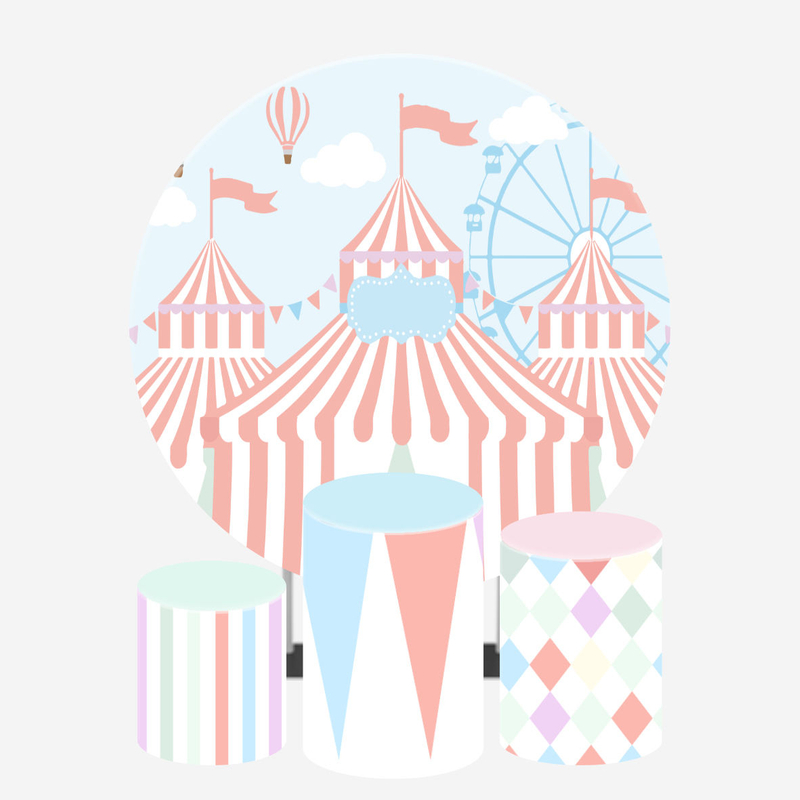 Custom Exhibition Events Birthday Party Circle Tension Polyester Fabric Design Round Stand Wedding Decoration Backdrop