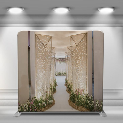8 ft Aluminum tube display fancy flower grass printing quick set-up wedding events backdrop stand