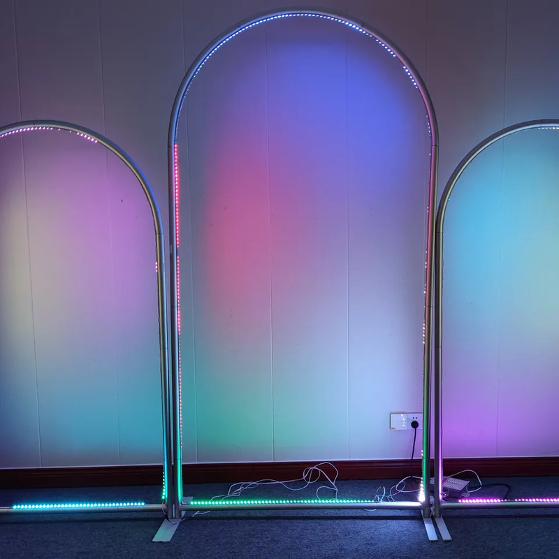 Luxury LED Arched Wall Set Bridal Shower Birthday Party Frame Wedding Decoration Photo Boot Arch Stand Fabric Backdrop