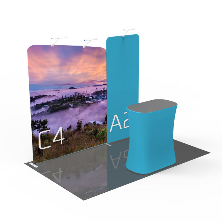 3x3 portable exhibition booth with tension fabric pillow case backdrop wall