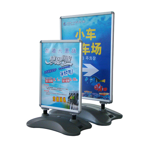 A0 Outdoor double side aluminum wheel board water base display snap frame poster stand