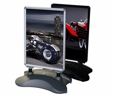 A1 double-sided snap frame sidewalk sign with waterbase pavement sign