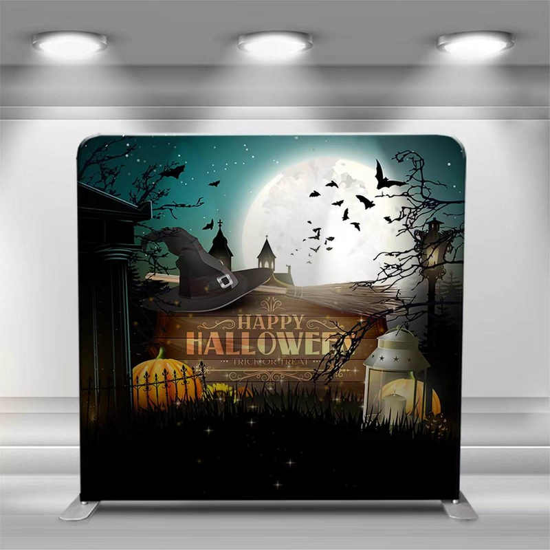 Custom Aluminum Stands Celebrate Helloween AmbienceTension Backdrop Cuved Tension Fabric Wall