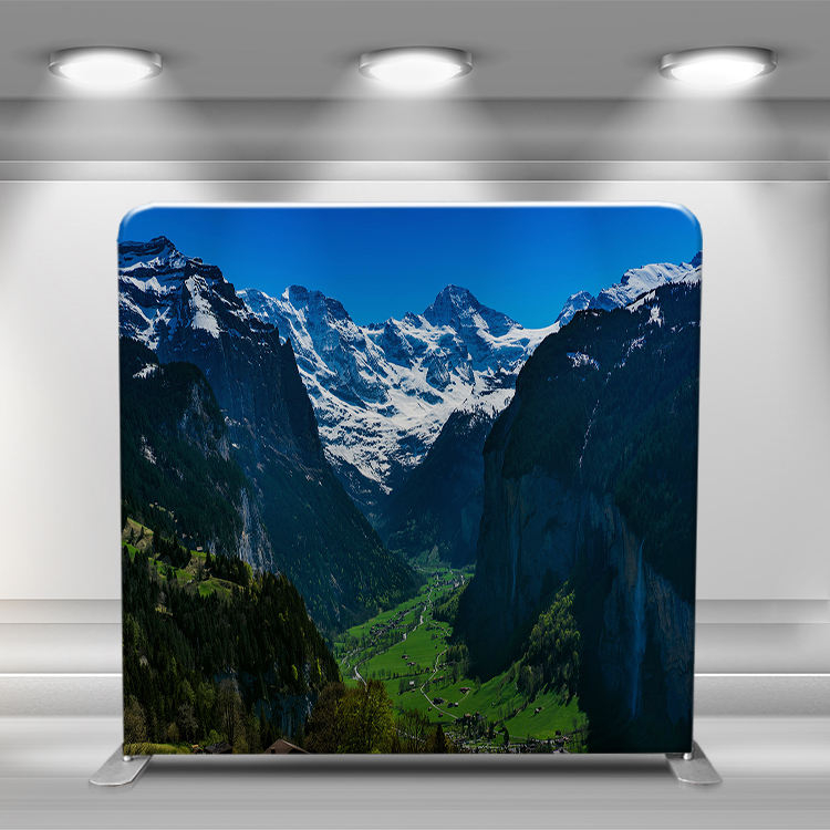 Customized straight aluminum frame collapsible small media backdrop stand