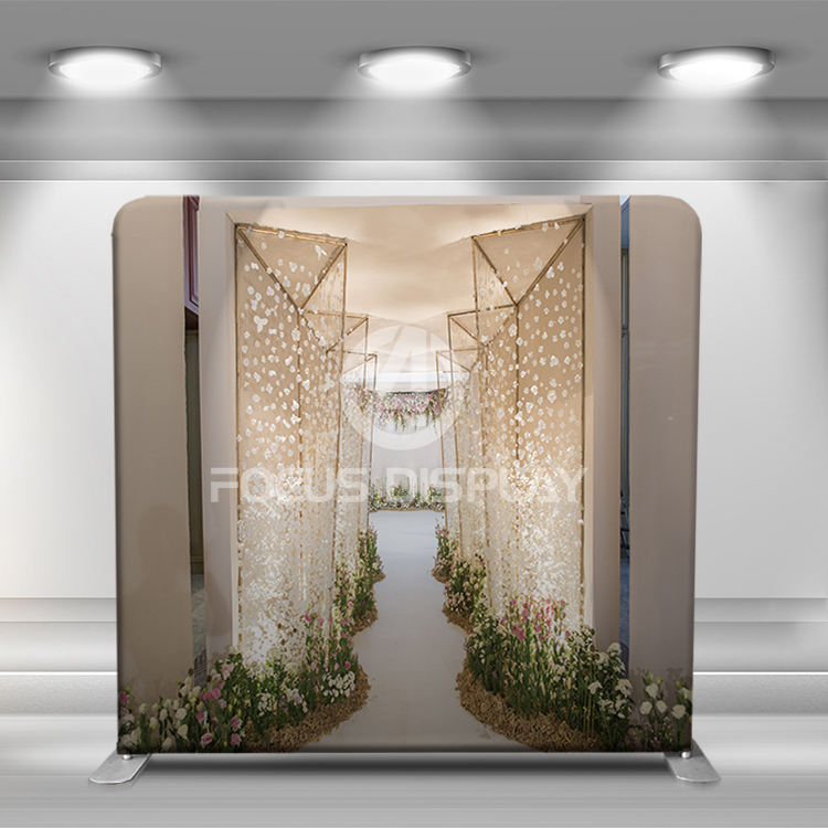 8 ft Wholesale quick installation wedding backdrop wall tension fabric photo booth stand
