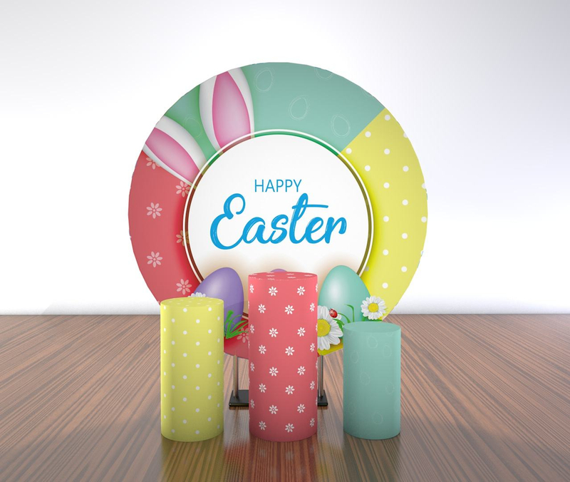 Custom Exhibition Events Birthday Party Round party backdrop stand circle wedding event tension fabric backdrops with theme