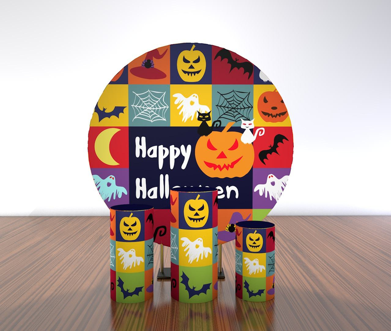Customized Birthday Party Event Background Round Backdrop Stands Halloween Party Decoration