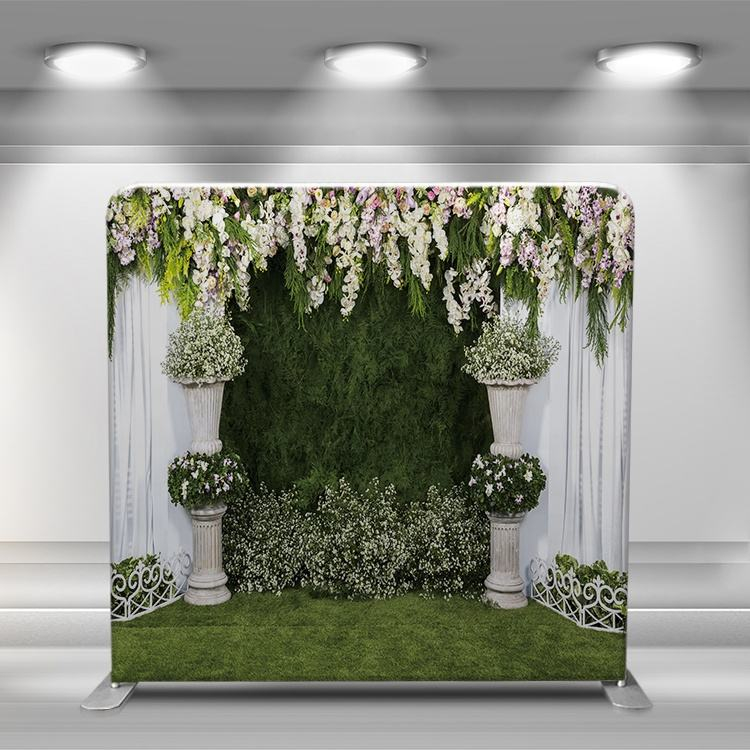 8 ft Aluminum tube display fancy flower grass printing quick set-up wedding events backdrop stand