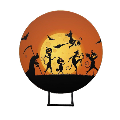 6.6 ft Halloween Day Castle Pumpkin Bright Background Party Decor Photography Led Backdrop