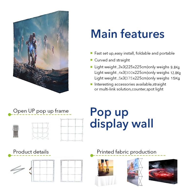 3x3 Pop Up Display Stand 10 ft Straight Aluminum Stand Display Banner Trade Show Backdrop Wall