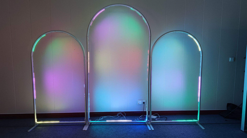 Luxury LED Arched Wall Set Bridal Shower Birthday Party Frame Wedding Decoration Photo Boot Arch Stand Fabric Backdrop