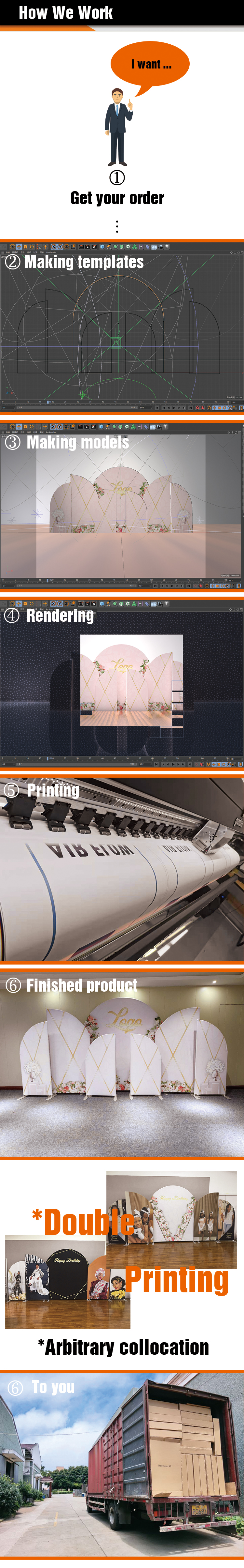 Portable custom shape birthday party tension fabric wedding decoration photo booth display stand backdrop