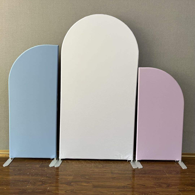 Baby blue baby pink color printing cover arch backdrop wall combination for wedding