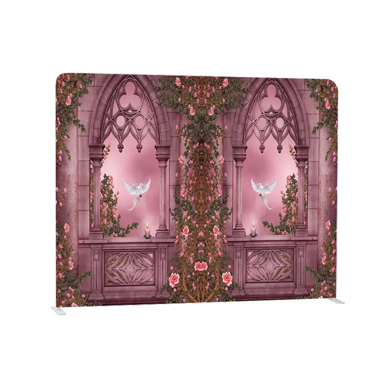 High Quality Aluminum Frame Portable Wedding Tension Fabric Custom Photo Booth Backdrop Display