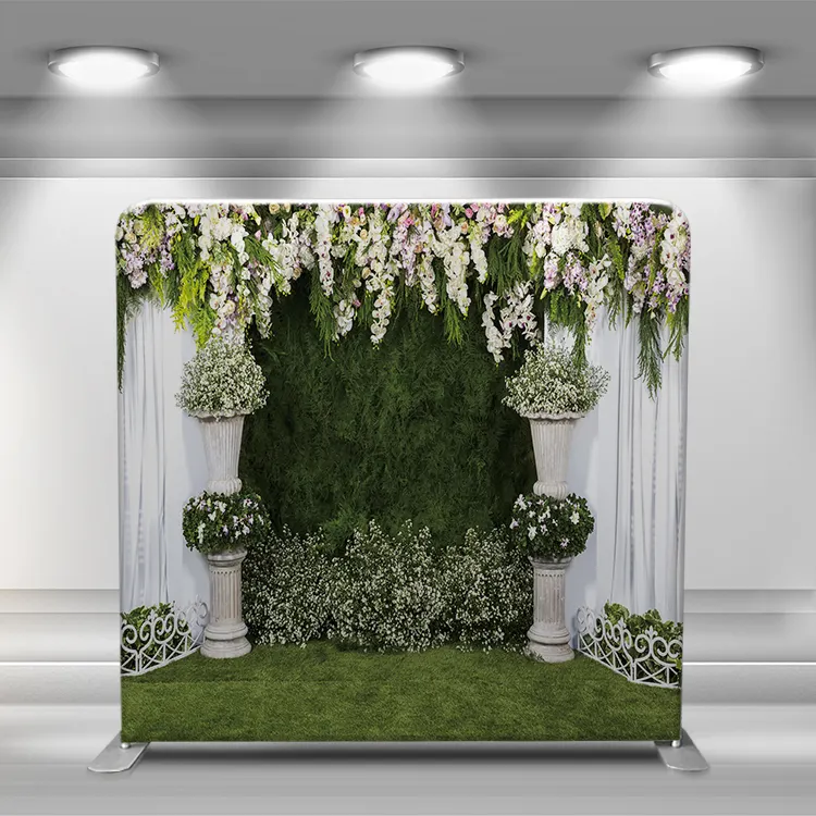 10 * 8ft Wholesale Light Weight aluminum tube Custom Resistant Straight Exhibition Tension Fabric Display Wedding Stand