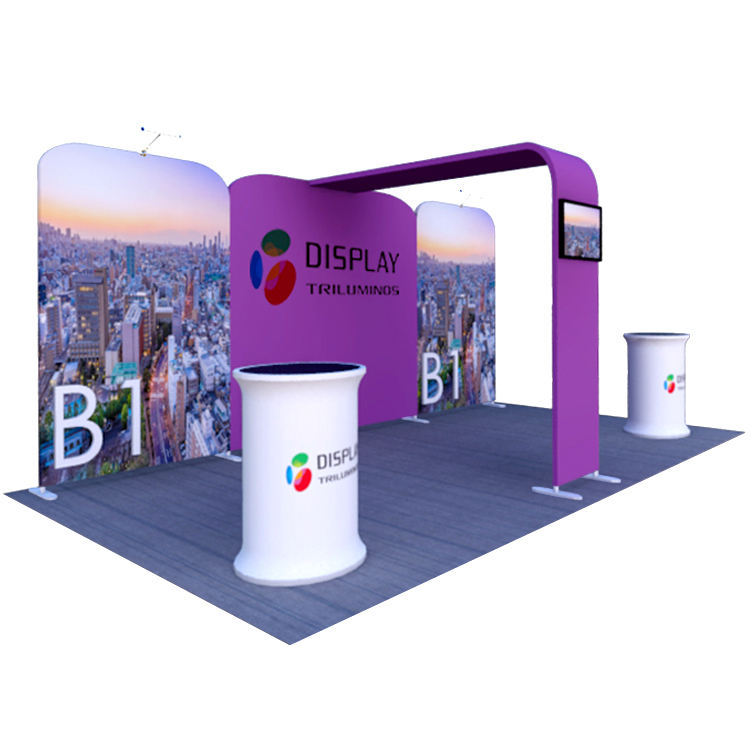 Portable aluminum tube tension fabric trade show exhibition pop up photo booth