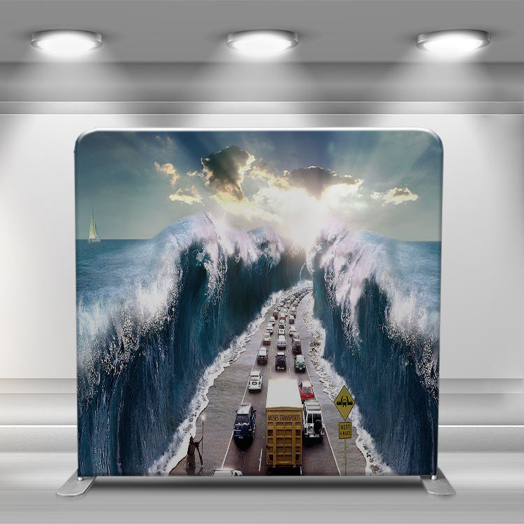 Tension fabric tube display backdrop stand wall economical flexible indoor trade show wall system with led lights