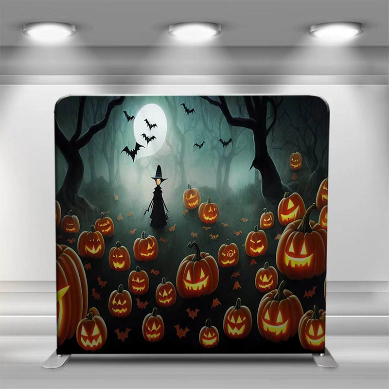 Custom Aluminum Stands Celebrate Helloween AmbienceTension Backdrop Cuved Tension Fabric Wall