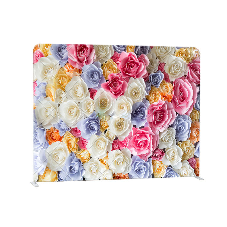Customized full color portable tension fabric white backdrop stand