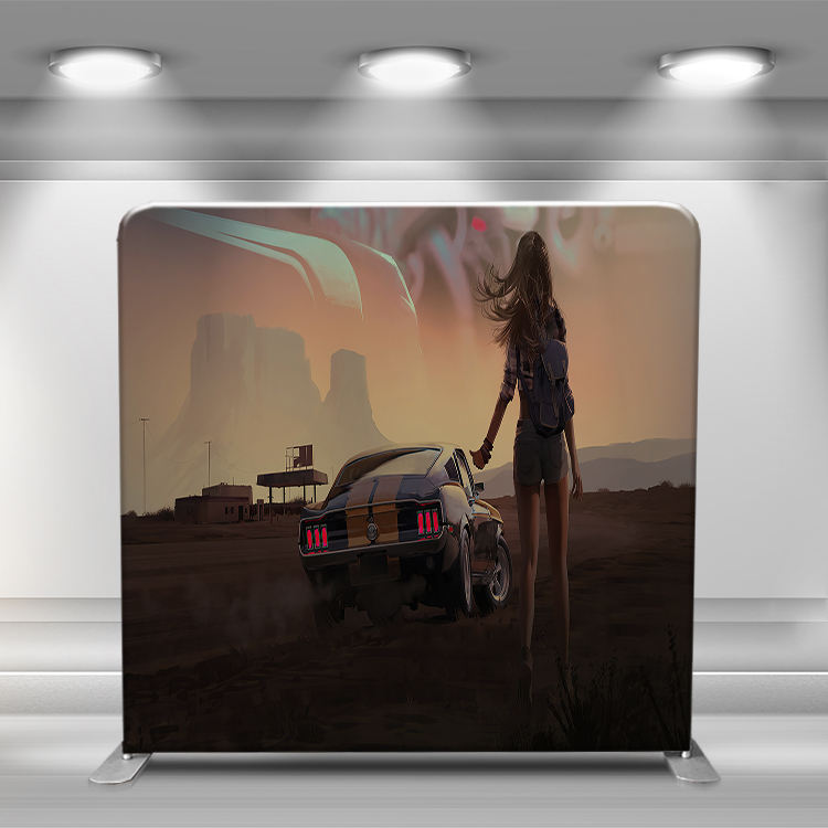 Customized full color portable straight tension fabric cover pillow case backdrop for wedding