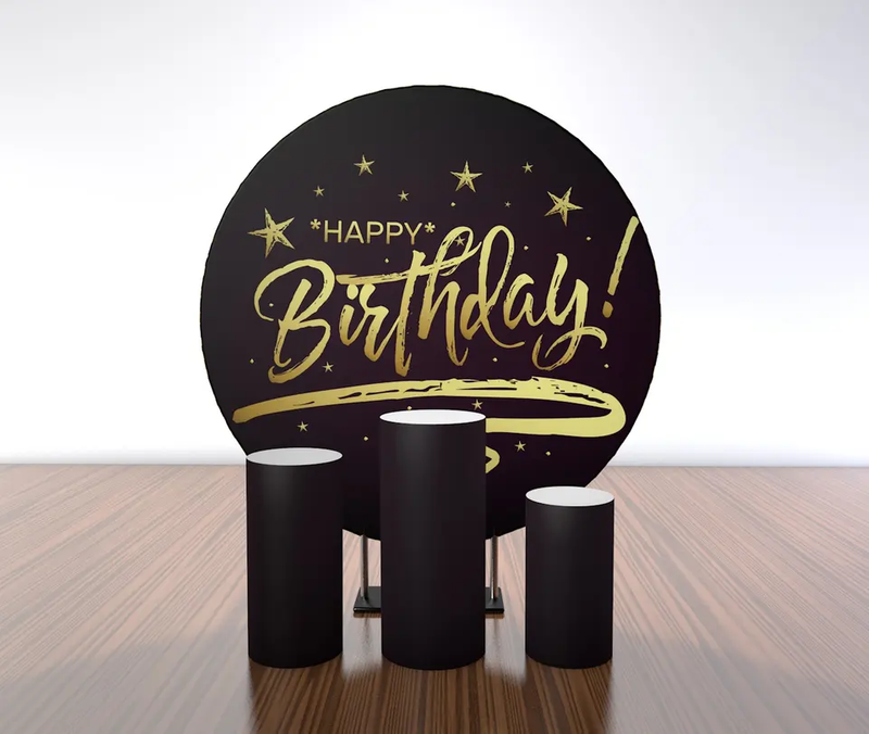 Stereoscopic Round wedding backdrop decoration stands Customized Aluminum Frame Birthday Party Event with cylinder stand