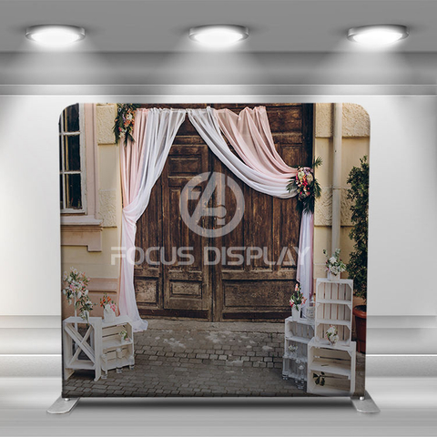 8 ft Wholesale quick installation wedding backdrop wall tension fabric photo booth stand