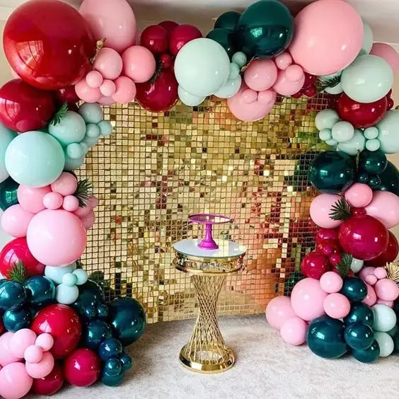 Wedding Birthday Party Decoration Transparent Sequin Straight Exhibition Shimmer Tension Fabric Wall Panel