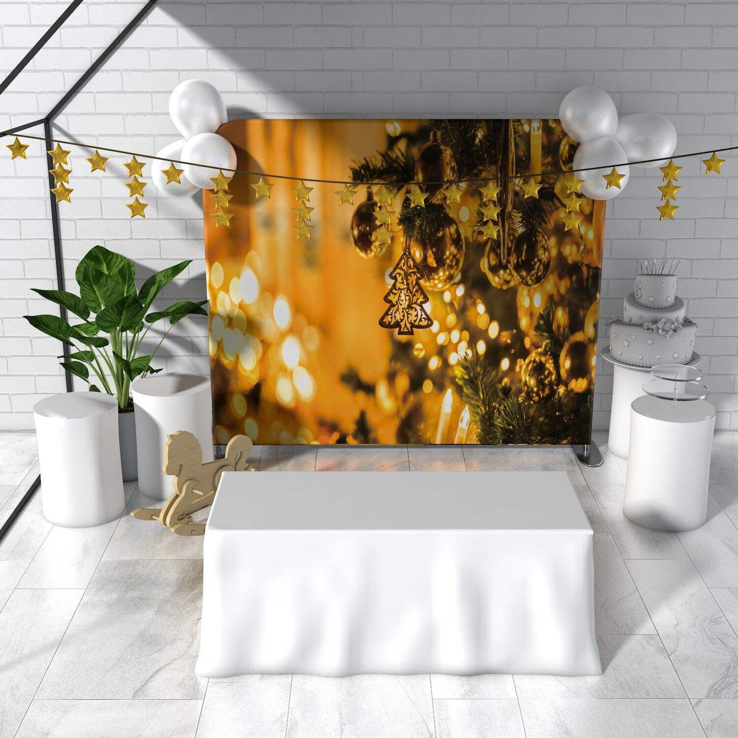 8*8ft Collapsible Aluminum Frame Stand Pillow Case for Birthday Party Decoration 360 PhotoBooth Backdrop Display