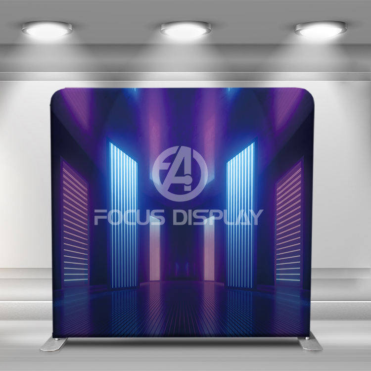 New design custom 8ft straight aluminum tube stand tension fabric pillow case cover backdrop wall photo booth backdrop