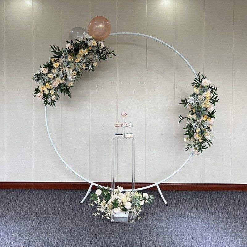Flower Decoration Covered In Round Aluminum Shelves Floral Backdrop Party Frame For Wedding