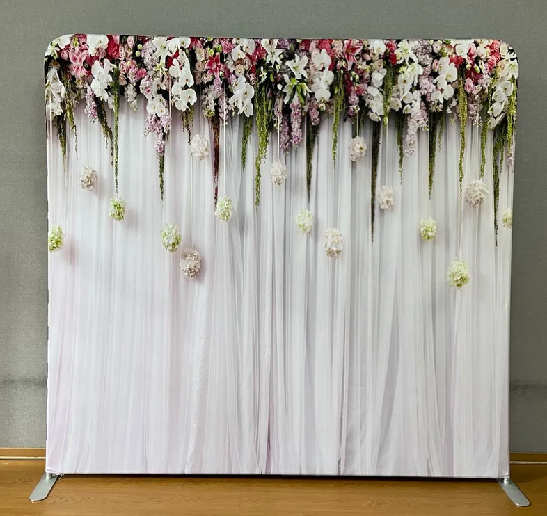 8x8ft straight collapsible aluminum tube stand tension fabric pillow case photo booth backdrop