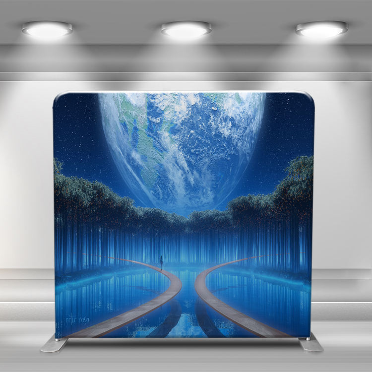 Customized straight aluminum frame collapsible small media backdrop stand