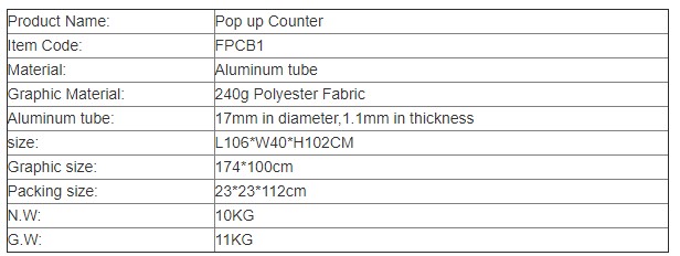 Supermarket pop up folding lightweight customized fabric promotion counter display folding table for trade show