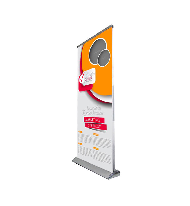 Exhibition booth double sided basic roll up banner, aluminium roll up stand banner, retractable display frame