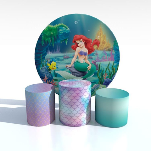 New design stretch fabric aluminium circular frame stand round display backdrop wall