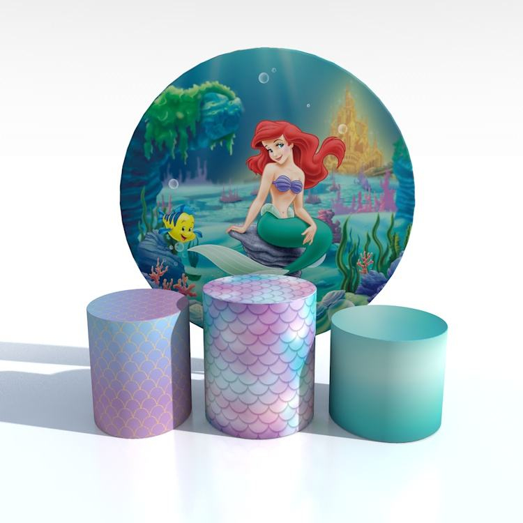 New design stretch fabric aluminium circular frame stand round display backdrop wall