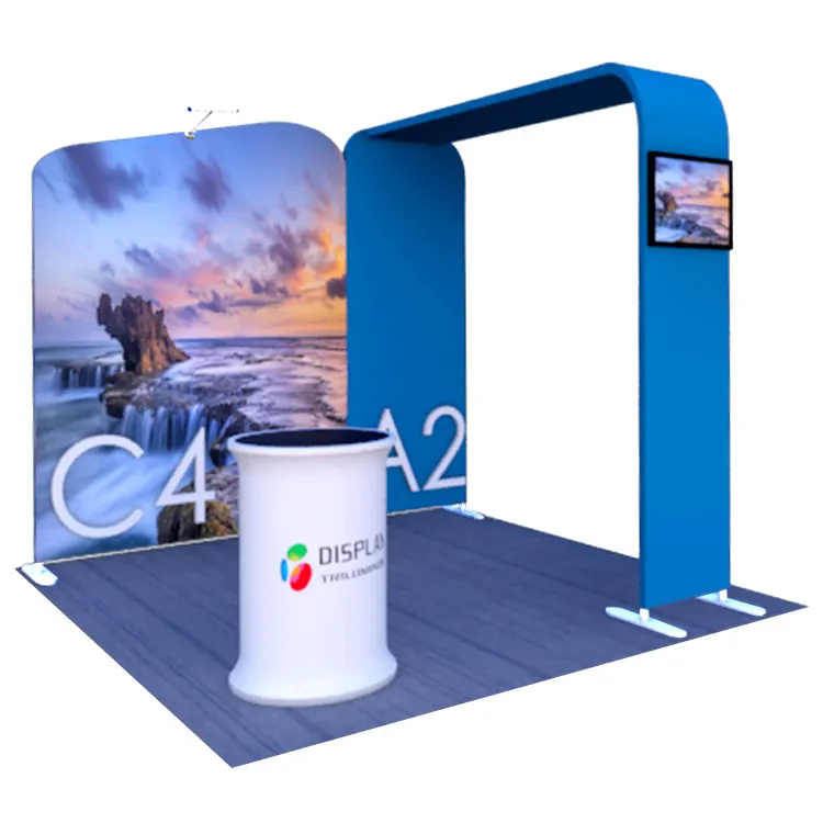 Trade Show Exhibition Advertising Tension Fabric Display Banner Custom Tube Frame Photo Booth Backdrop Wall