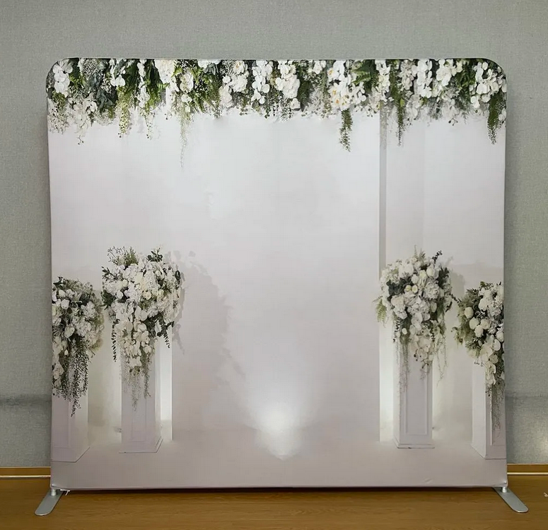 8x8 Double Sided Custom Printed Tension Fabric Photo Booth Backdrop Background for Photography