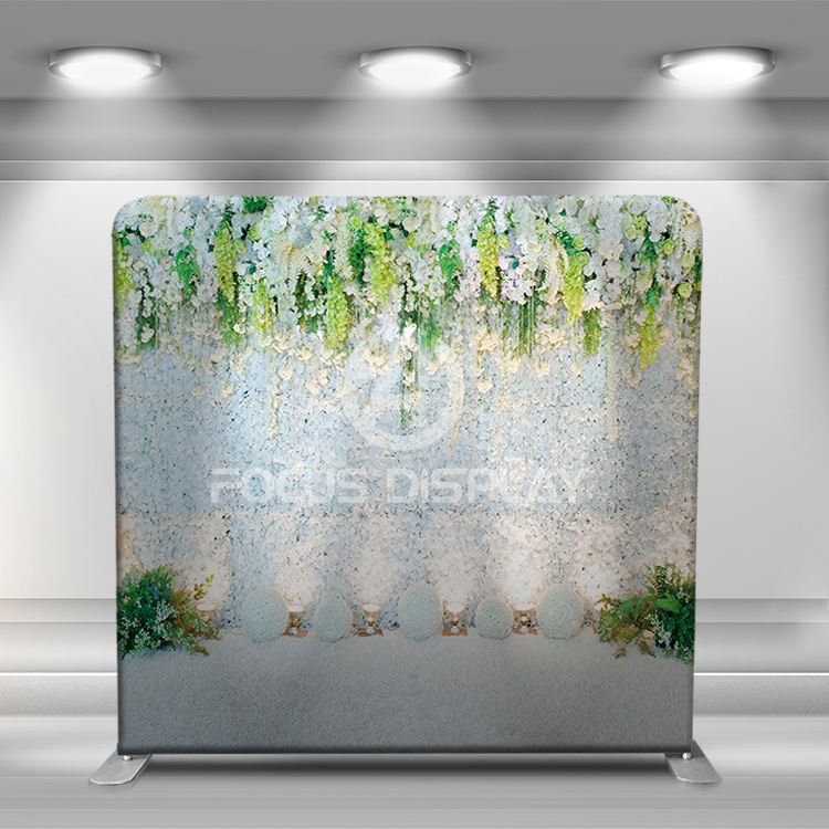 8 ft Wholesale quick installation wedding backdrop wall tension fabric photo booth stand