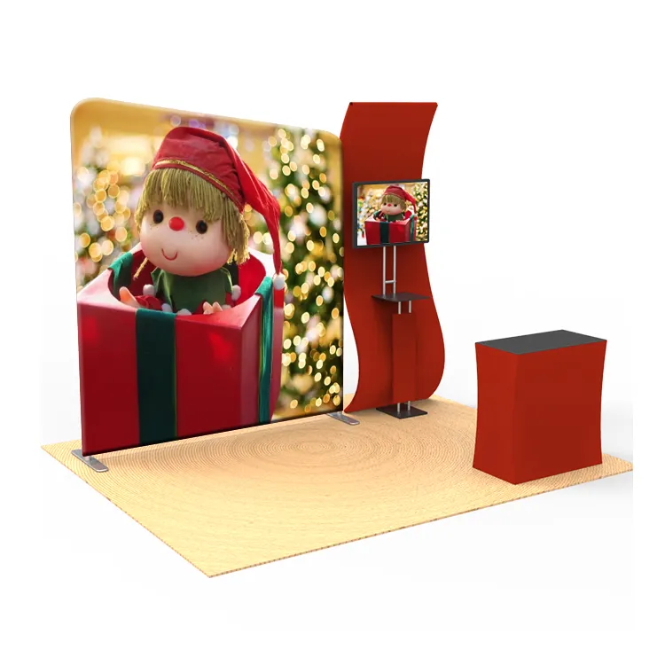 Standard Trade Show Exhibition Advertising Tension Fabric Display Banner Custom Tube Frame Display Photo Booth Backdrop Wall