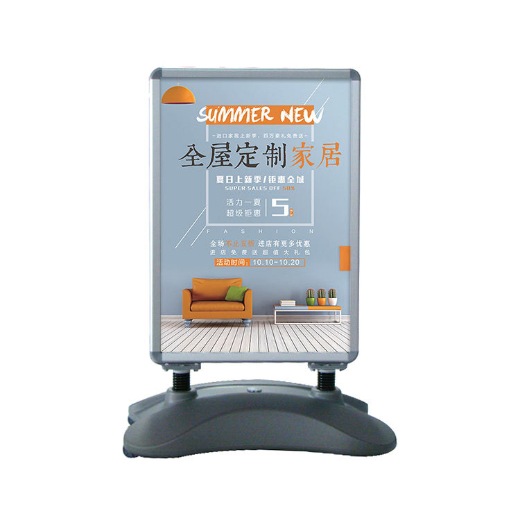 A1 hot sale strong wind resistant aluminium outdoor poster frame pavement signs with water base